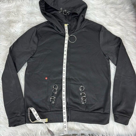 GSB‎ Women’s NWT Black Goth Full Zip Hooded Ring Softshell Sweatshirt XL/C42 - Picture 8 of 11